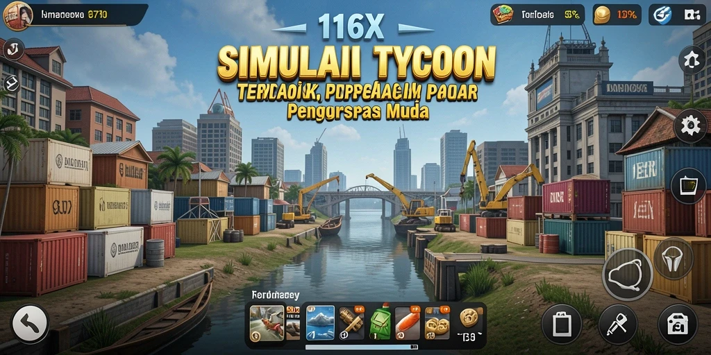 Screenshot gameplay 116X menampilkan keseruan manajemen bisnis.