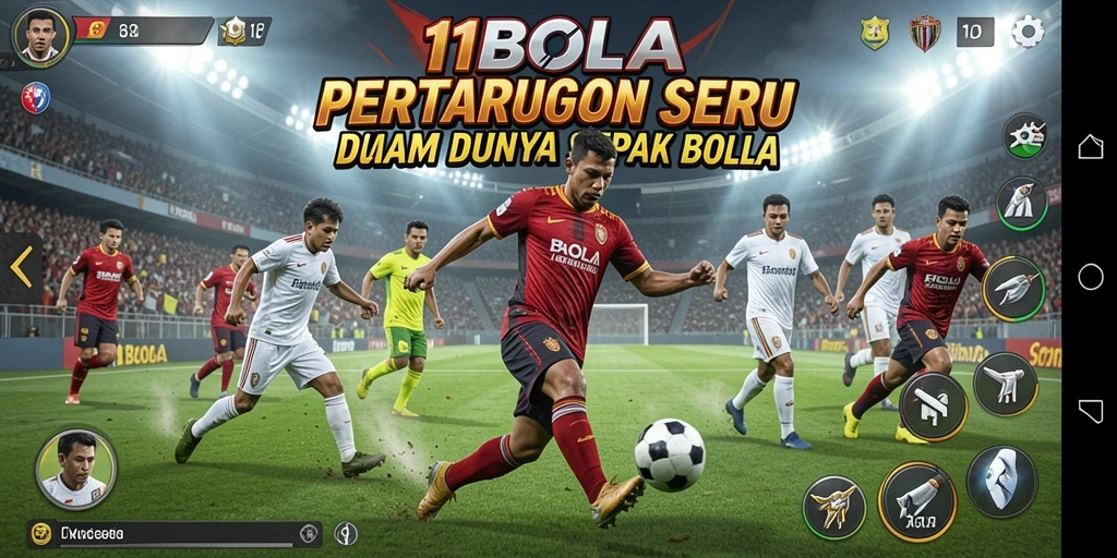 Tangkapan layar 11BOLA menampilkan aksi seru pertandingan sepak bola.