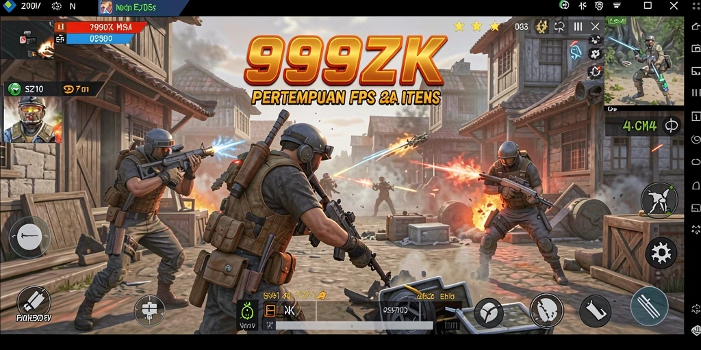 Tangkapan layar <strong>999ZK</strong> menampilkan aksi pertempuran FPS yang intens.