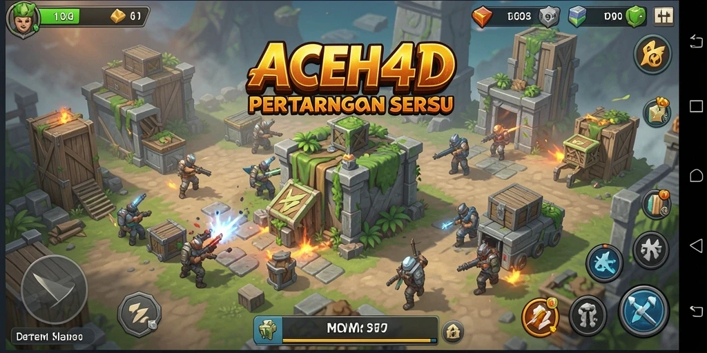 Screenshot menunjukkan intensitas pertarungan dalam game Tower Defense.