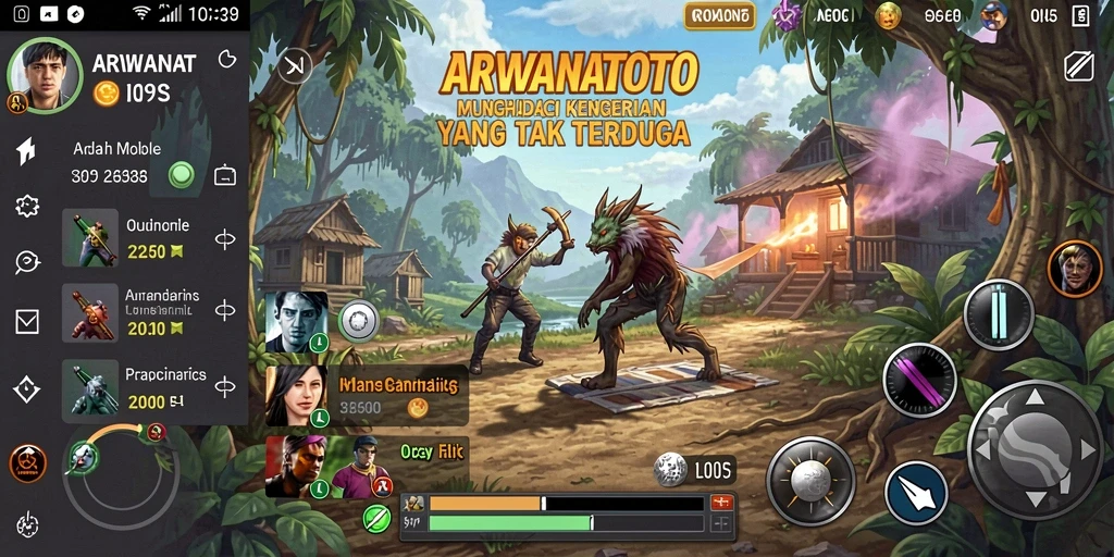Gameplay menegangkan di ARWANATOTO dalam suasana yang menyeramkan.