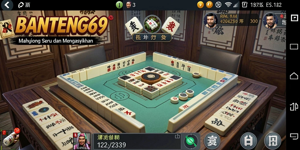 Screenshot gameplay BANTENG69 menampilkan ubin Mahjong yang menarik.
