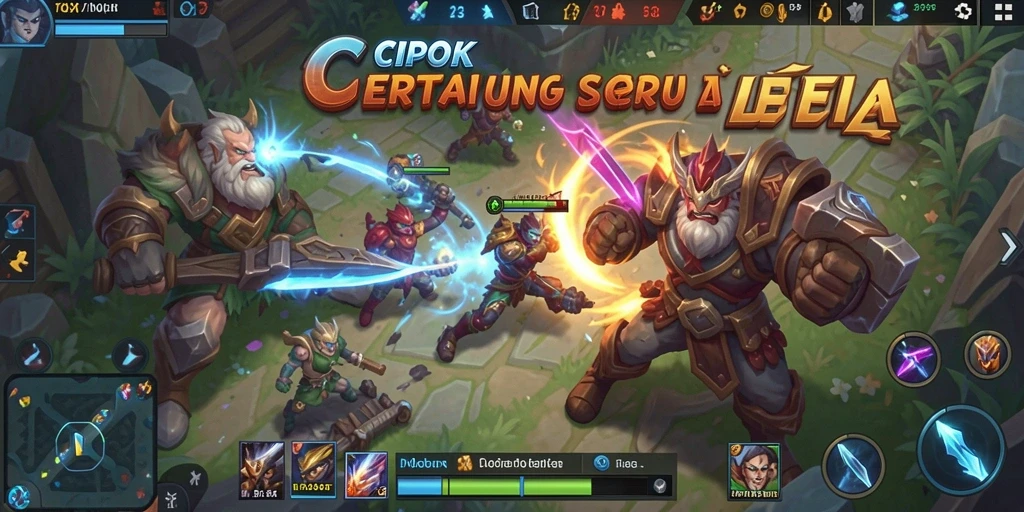 Tangkapan layar utama dari gameplay seru CIPOK dalam mode MOBA.