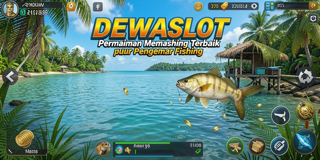 Tampilan gameplay DEWASLOT menunjukkan aktivitas memancing yang seru dan menyenangkan.