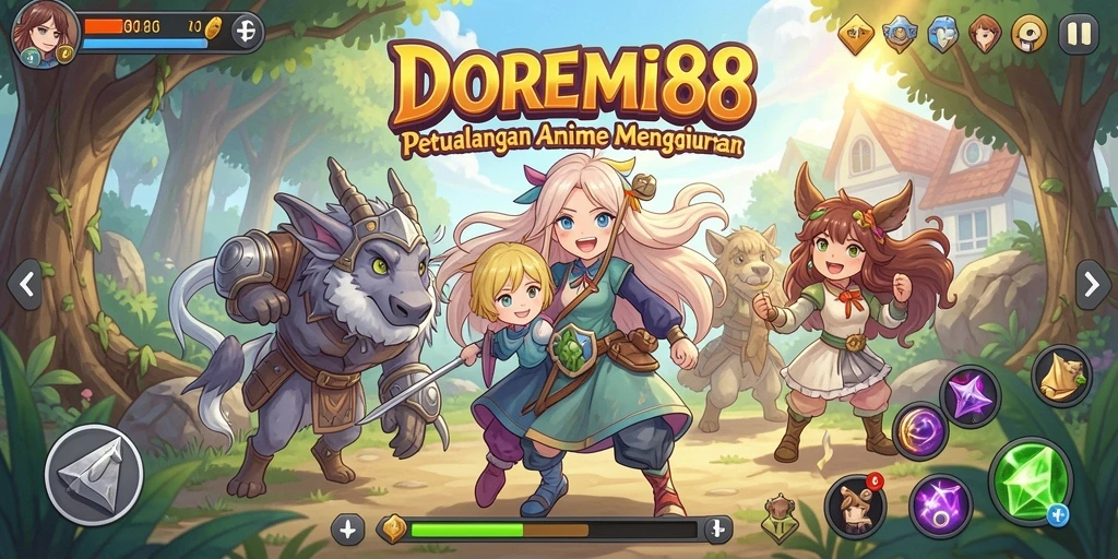 Screenshot DOREMI88 menampilkan karakter anime dalam pertarungan seru.