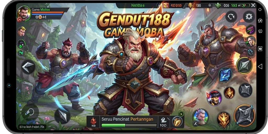 Screenshot utama GENDUT188 menampilkan aksi pertempuran seru dalam game MOBA.