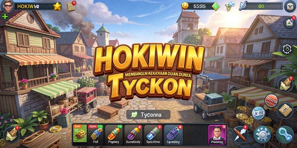 Tampilan gameplay HOKIWIN menampilkan dinamika bisnis yang seru.