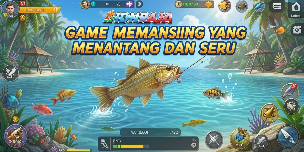 Tampilan menarik gameplay memancing di IDNRAJA.