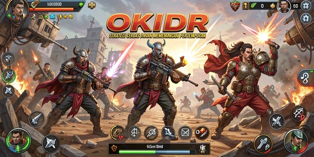 Tampilan gameplay OKIDR yang menunjukkan strategi dalam pertempuran.