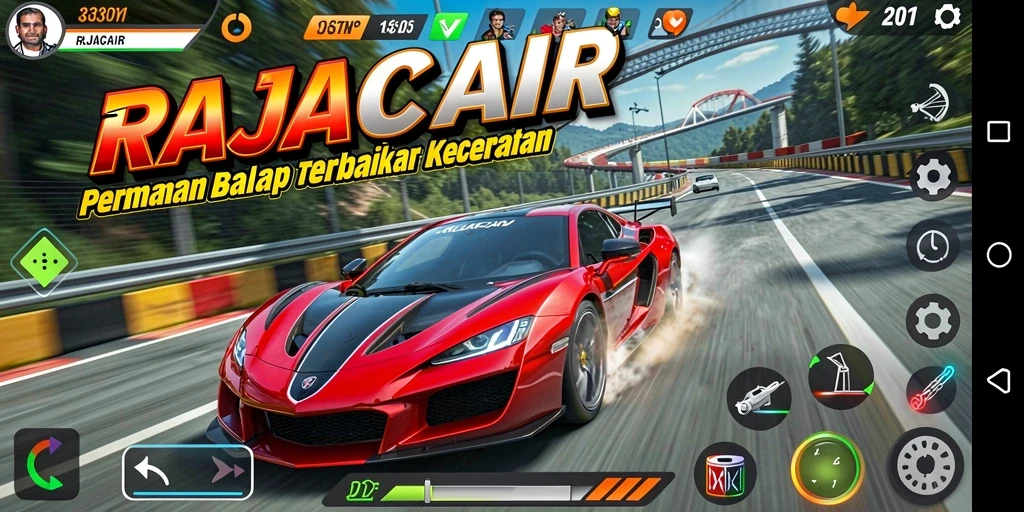 Tampilan gameplay Racing yang mendebarkan dalam RAJACAIR.