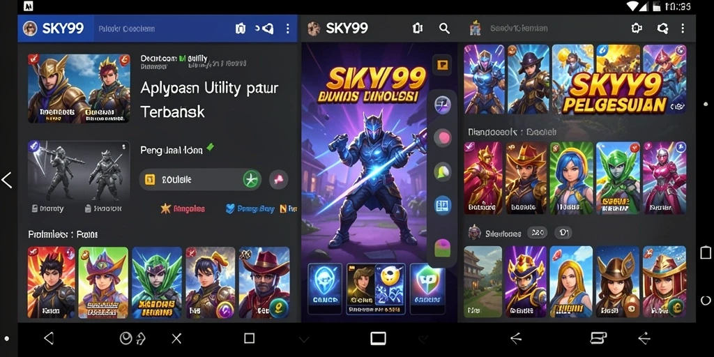 Tampilan utama aplikasi SKY99 yang menampilkan antarmuka Utility yang menarik.
