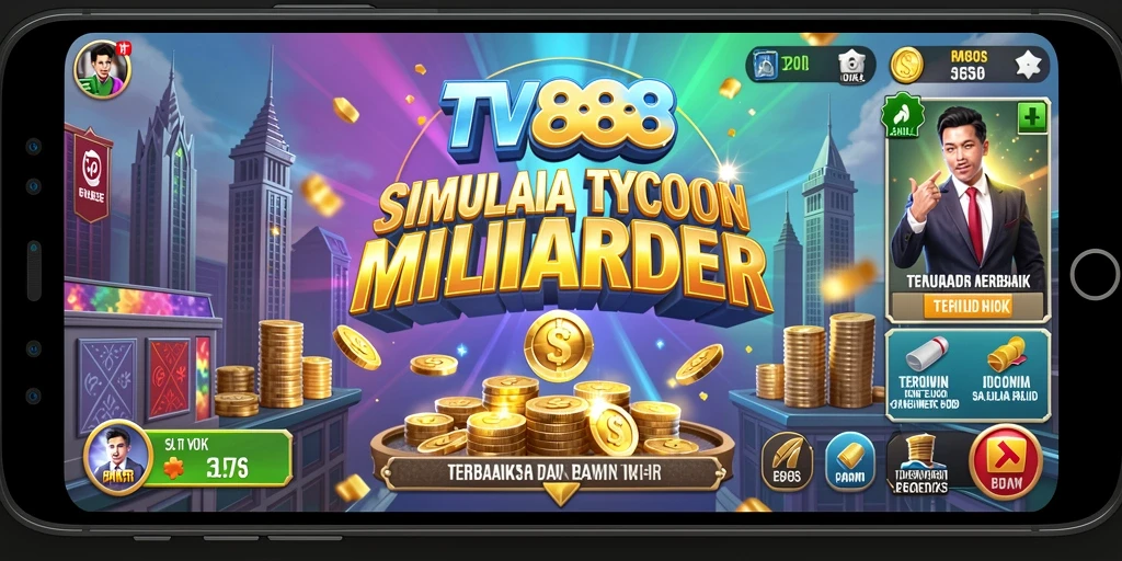 Screenshot gameplay TV888 yang menunjukkan aksi pembangunan bisnis.